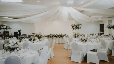 a wedding at our venue with table and chair setup